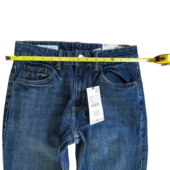 Zara Mid Rise Slim Fold Up Jeans Womens Size 4 - Picture 3 of 6